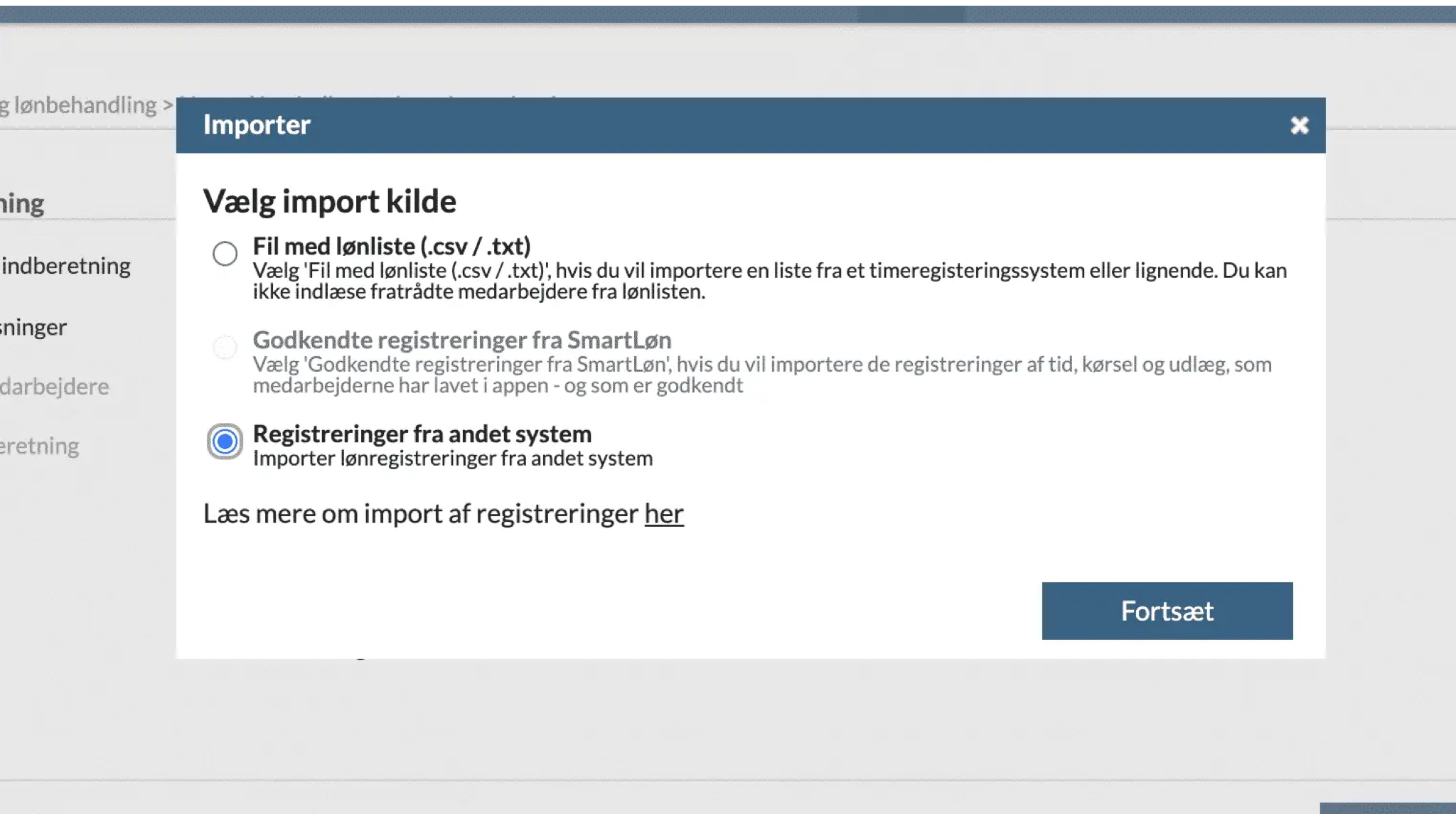 DataLøn integration step